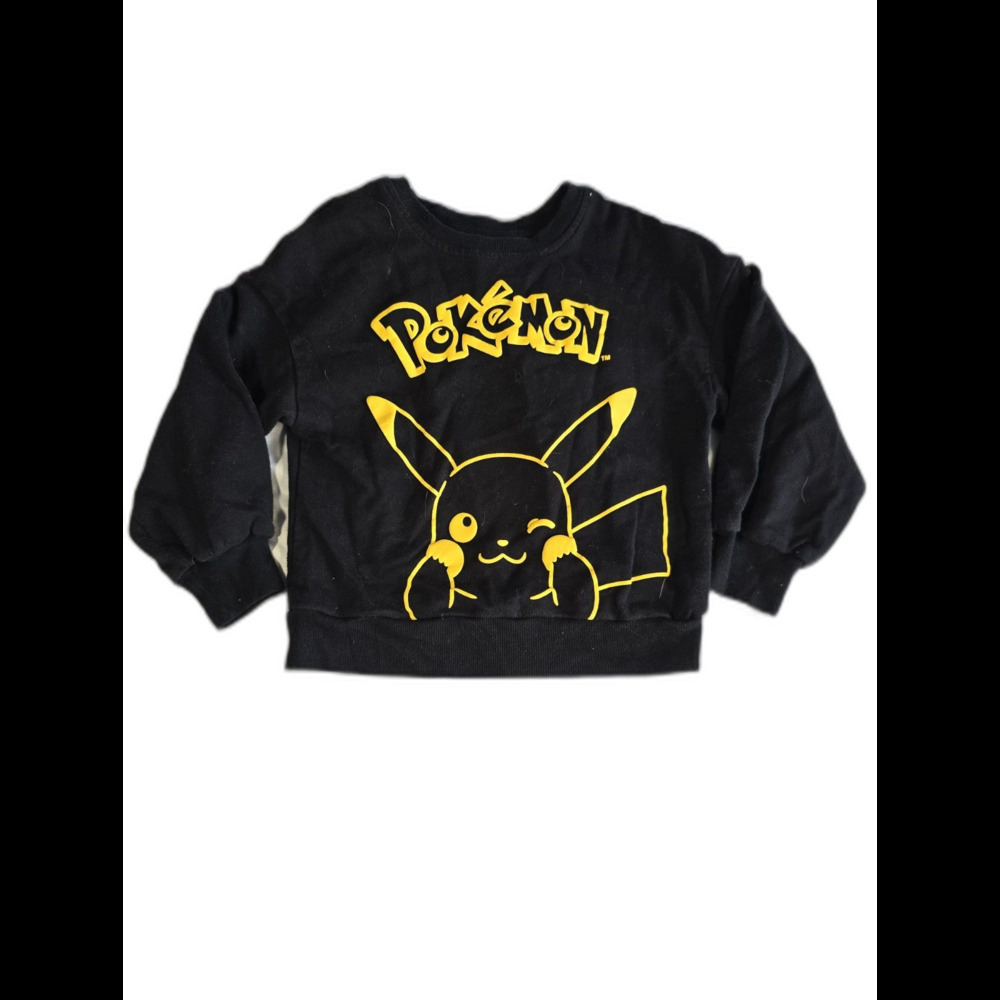 Pokémon Pikachu Sweater Sweatshirt Fleece Black Long Sleeve Youth Kids XS 4/5